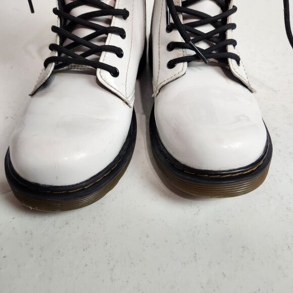 Dr. Martens Women's Size 4 White Leather Combat Boots Lace-Up & Side Zip AirWair - Picture 6 of 8